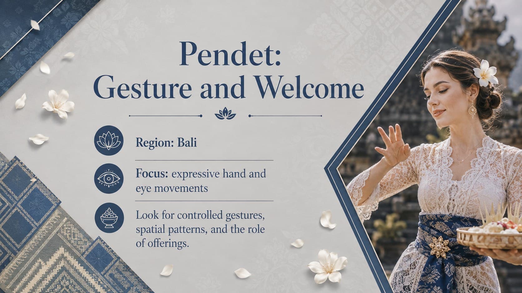 Pendet dance profile for an Indonesian cultural heritage lesson.