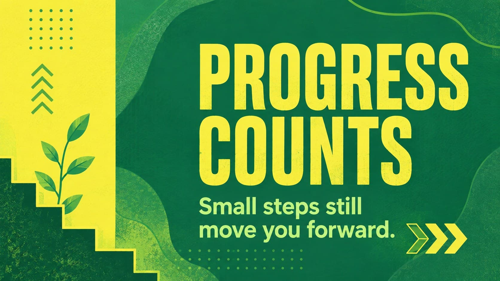 Green and yellow positive mindset wall print with the encouraging message Progress Counts.
