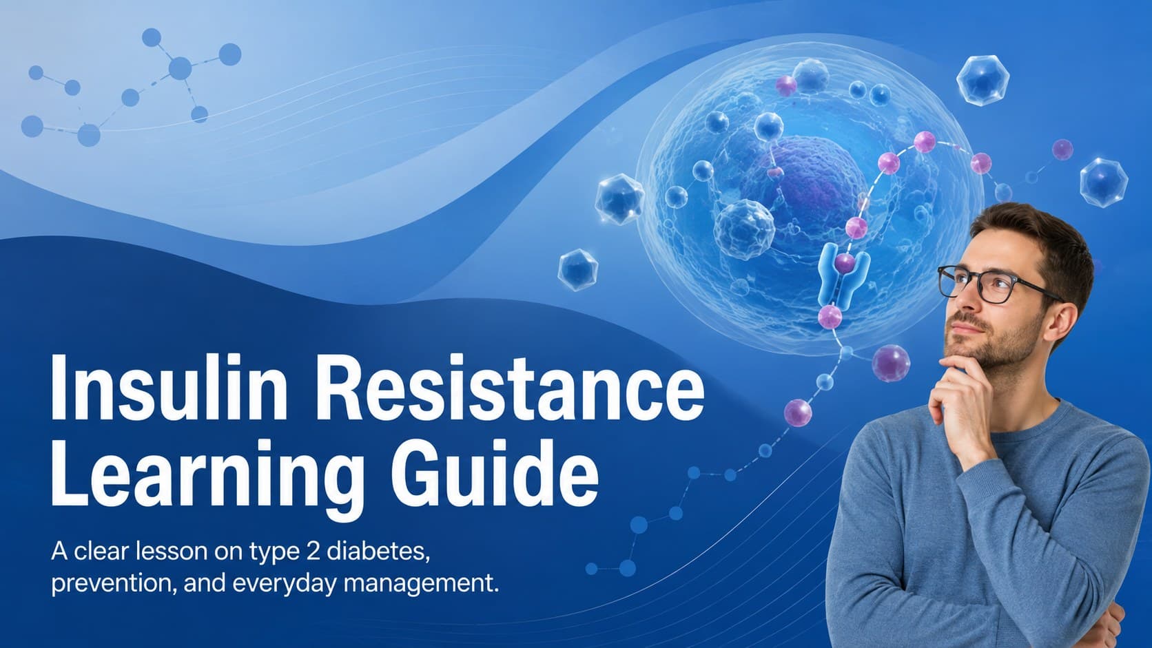 Blue gradient cover for an Insulin Resistance Learning Guide about type 2 diabetes education.