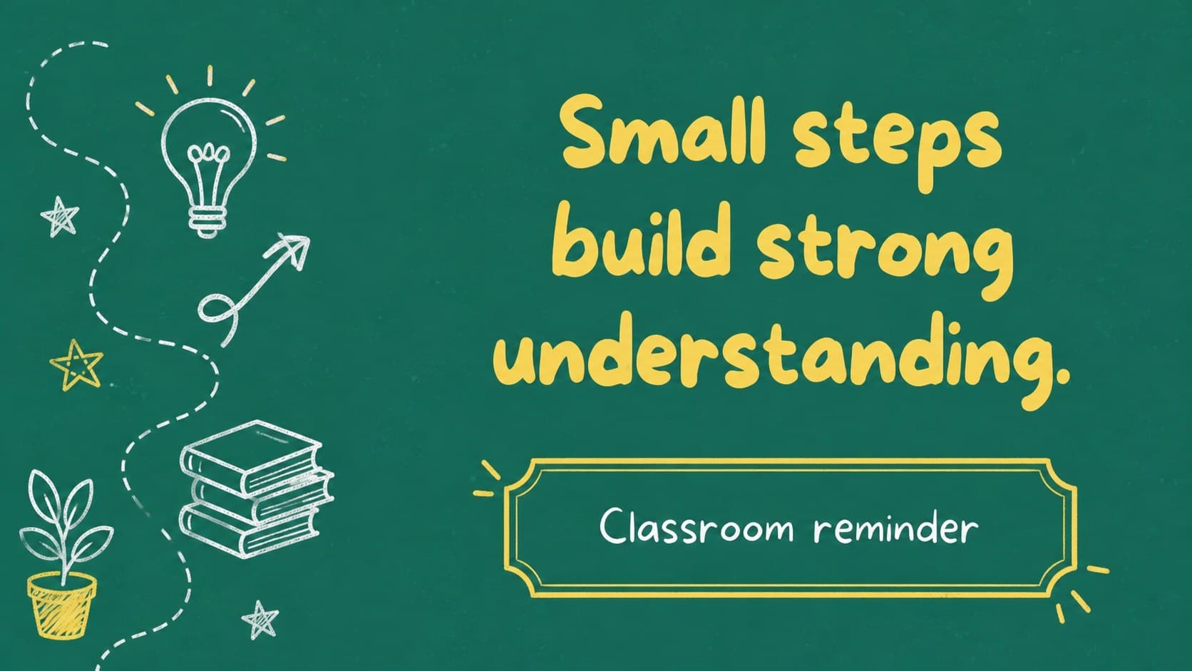 Teacher presentation slides with doodles featuring a quote layout, chalk lettering, and bright classroom illustration details.