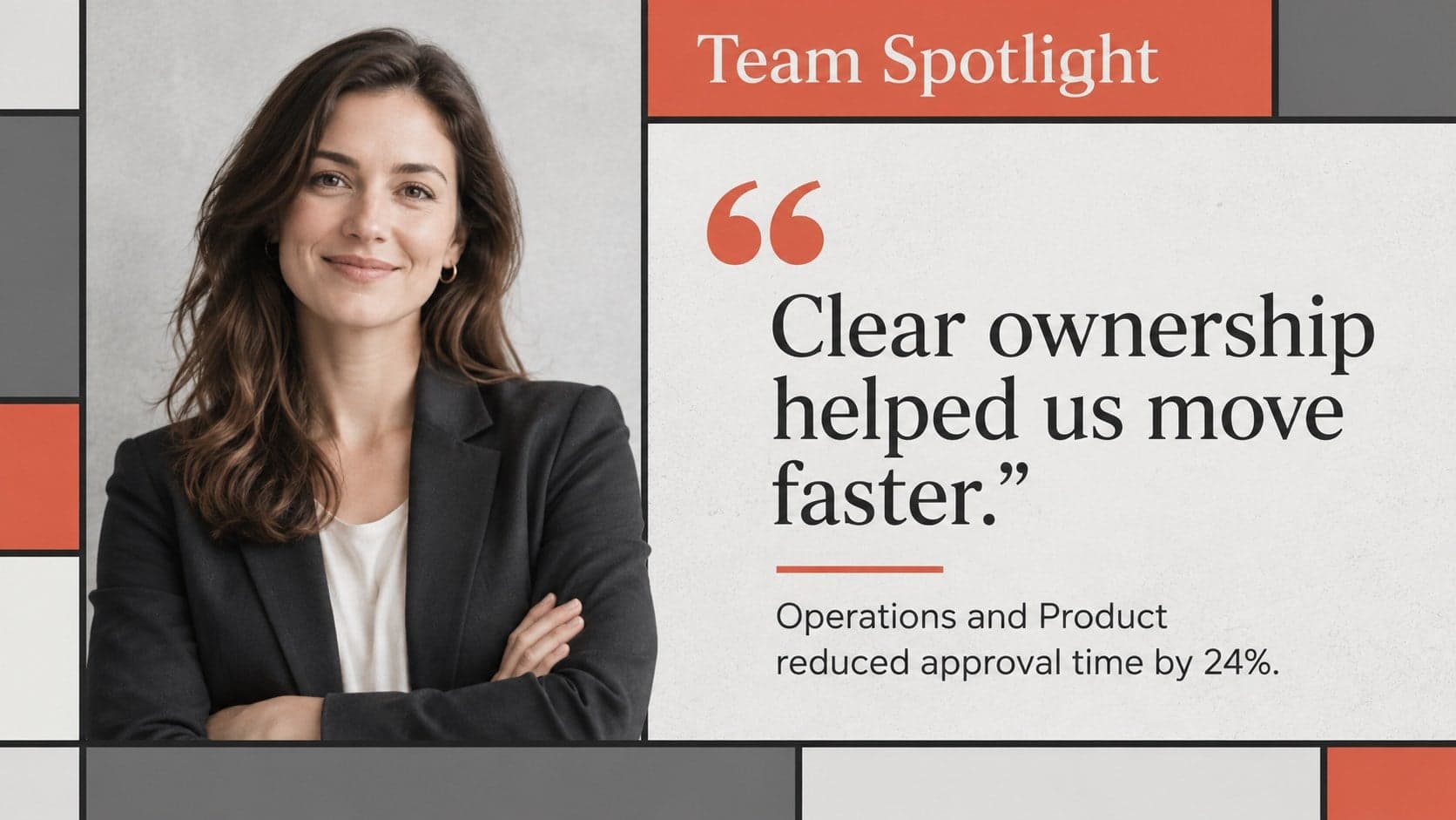 Internal communications presentation slide recognizing a team contribution and measurable impact.