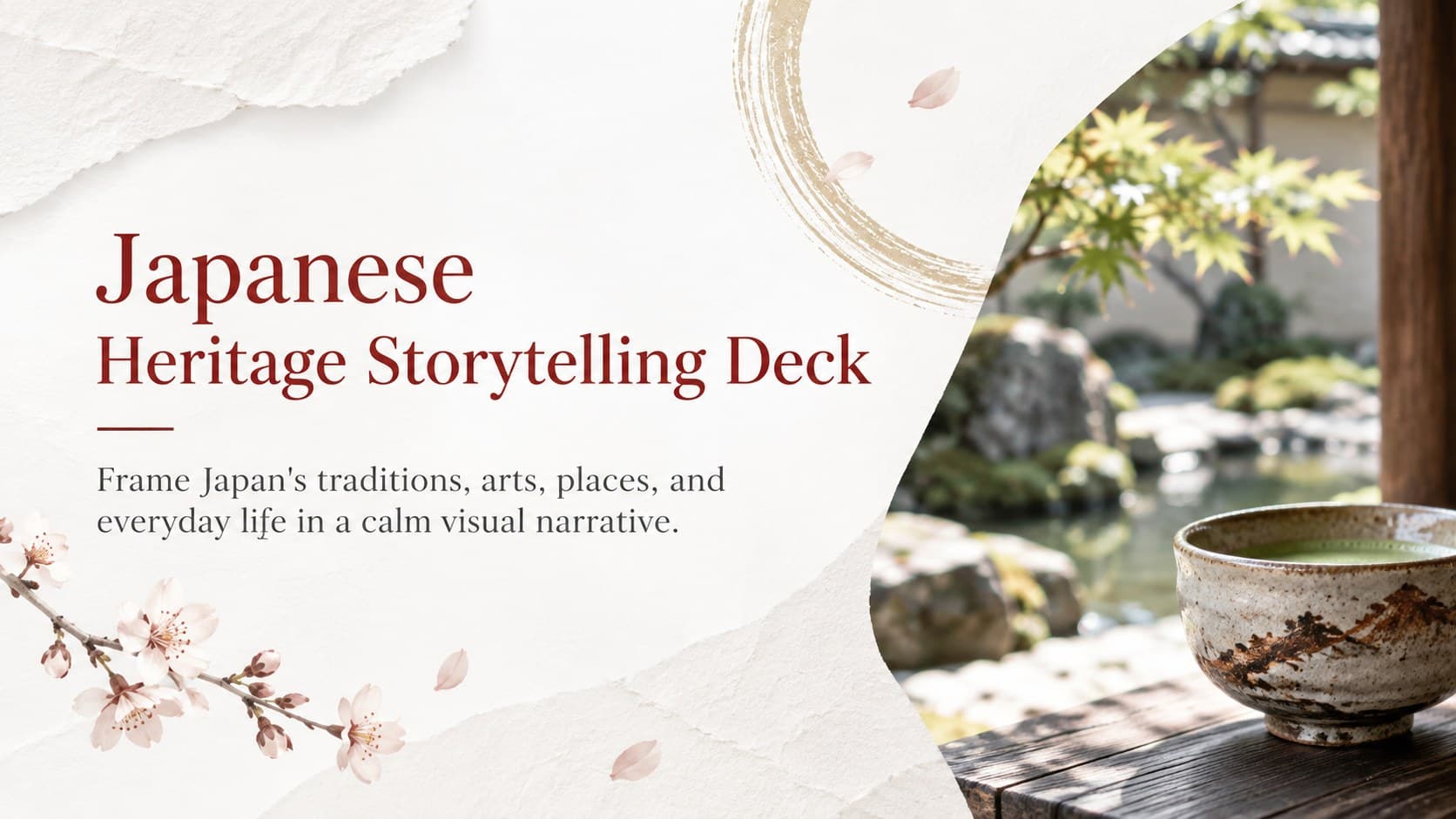 Cover of the Japanese Heritage Storytelling Deck with a clean white layout and Japanese-inspired cultural imagery.