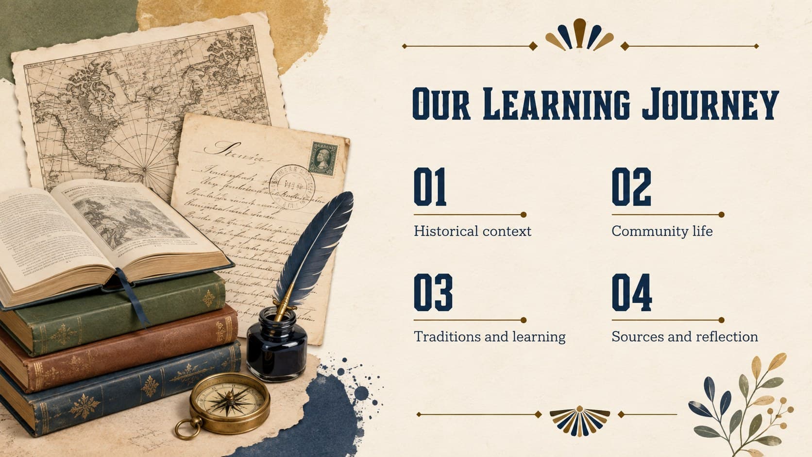 Jewish heritage lesson agenda featuring history, community, traditions, and reflection topics.