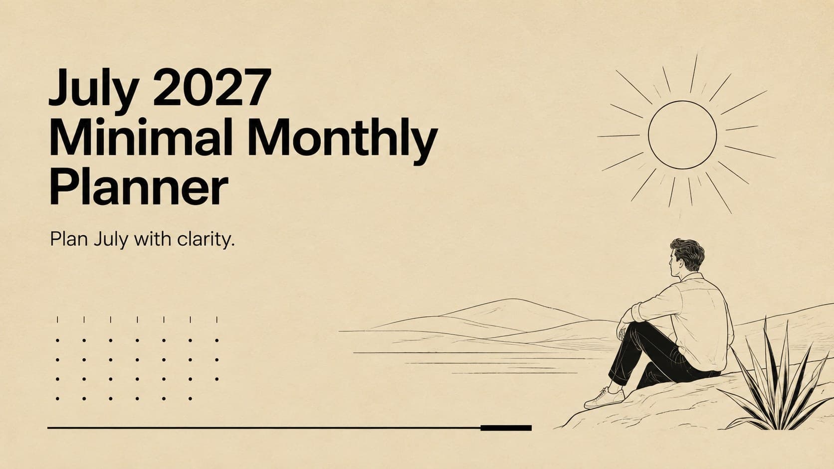 July 2027 Minimal Monthly Planner preview
