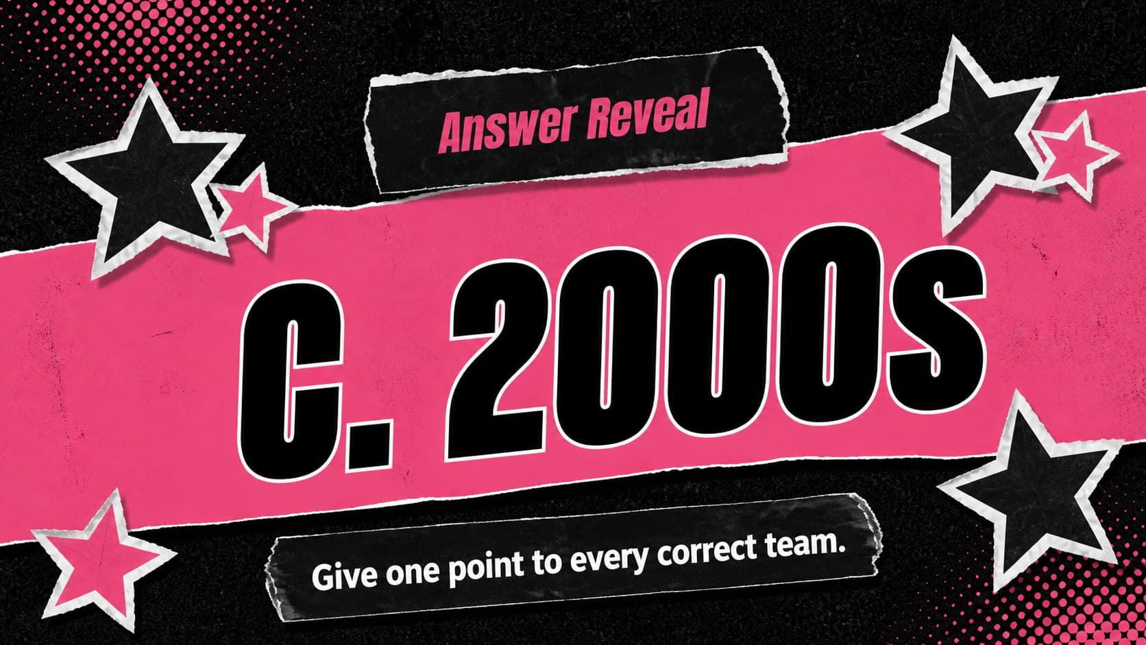 Answer reveal slide displaying the correct response for a k-pop holiday party game.