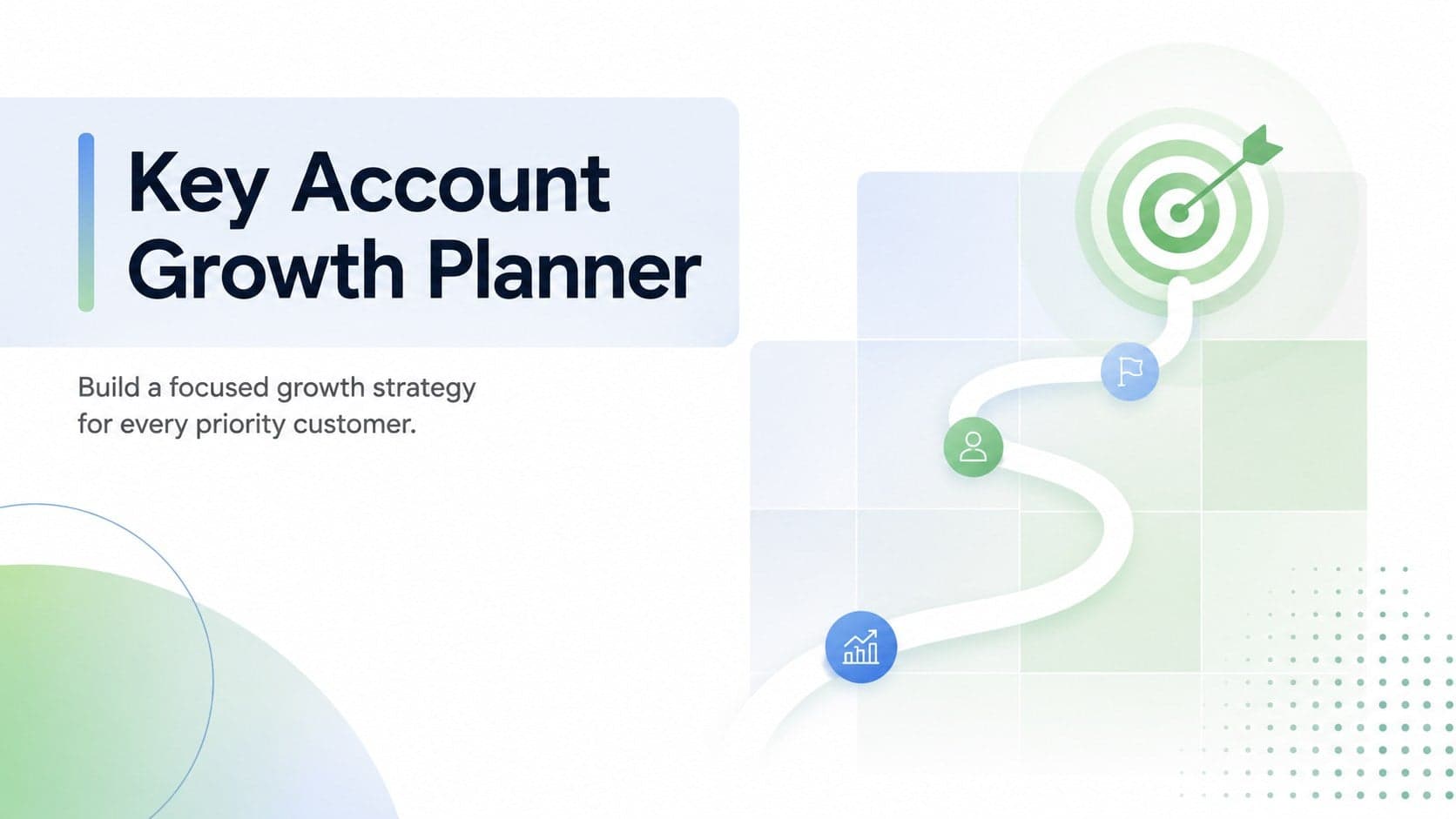 Cover of a minimalist Key Account Growth Planner with blue and green gradient accents.
