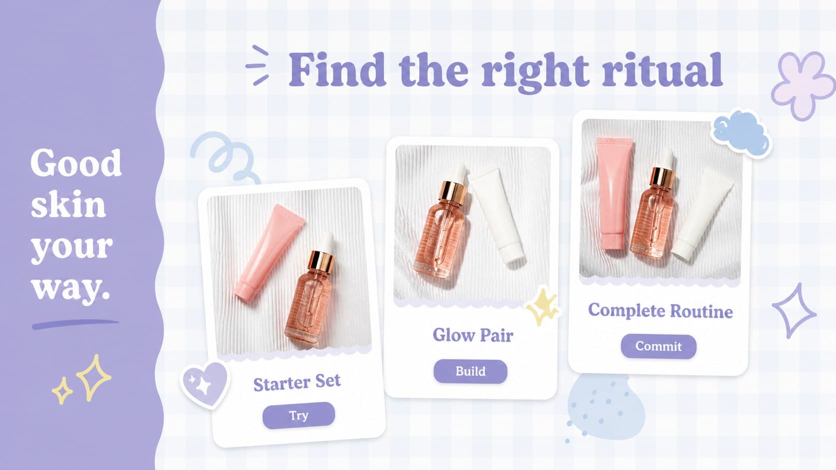 Pricing and collection slide comparing skincare bundles in a Korean beauty startup presentation.