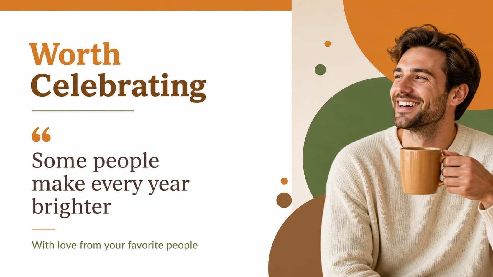 Late birthday celebration deck quote slide featuring a heartfelt message in a bold geometric layout.