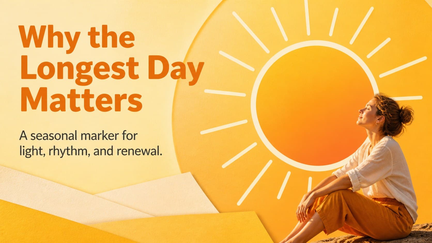 Seasonal introduction slide in an orange yellow seasonal slide deck explaining the meaning of the longest day.