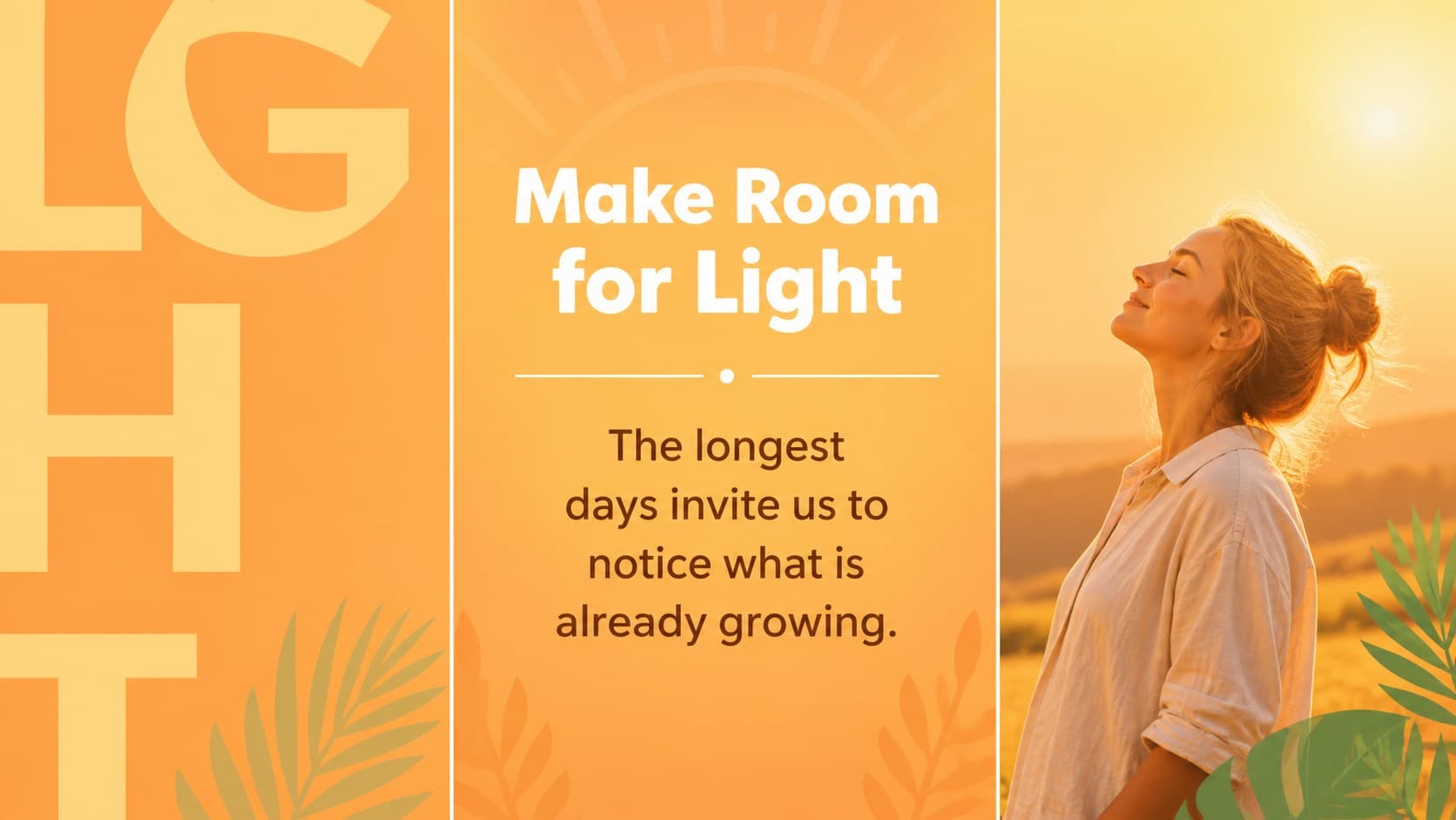 Quote slide from a bright summer presentation template with an oversized seasonal reflection and sun motif.