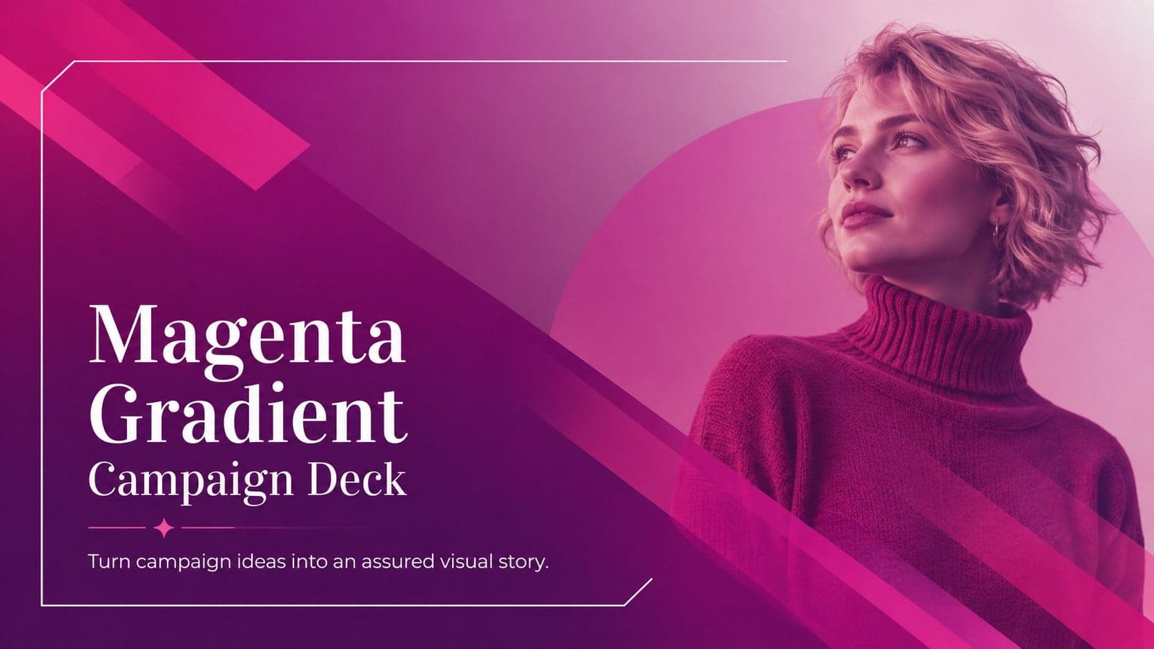 Cover of the Magenta Gradient Campaign Deck with an elegant white frame and vivid pink-purple background.