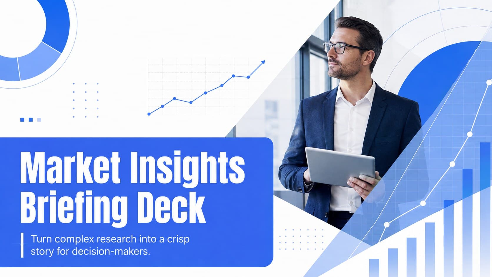 Blue-and-white Market Insights Briefing Deck cover with a clean corporate title treatment and abstract research graphics.