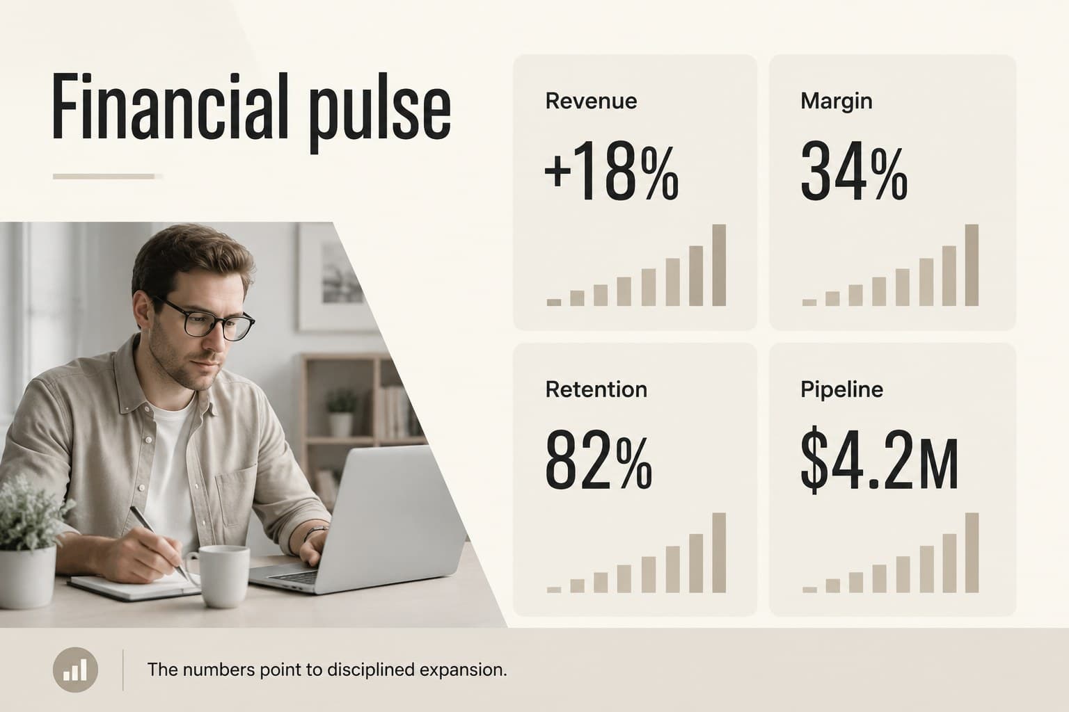 Financial highlights slide showing key metrics for an executive business briefing.