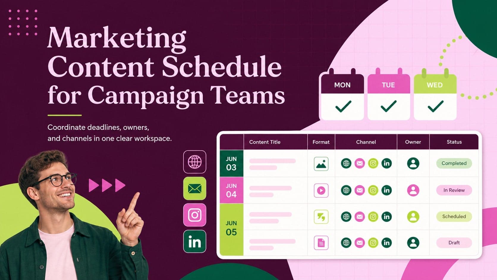 Marketing Content Schedule for Campaign Teams preview