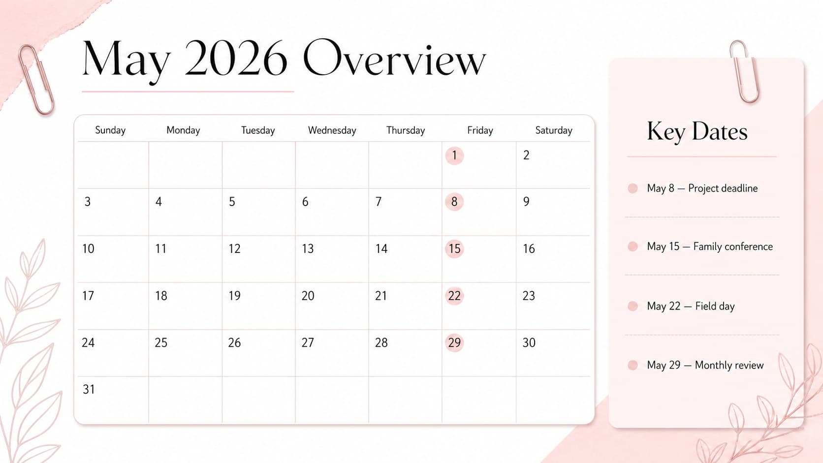 May 2026 teacher planning calendar with a monthly grid, deadlines, school events, and color-coded priorities.