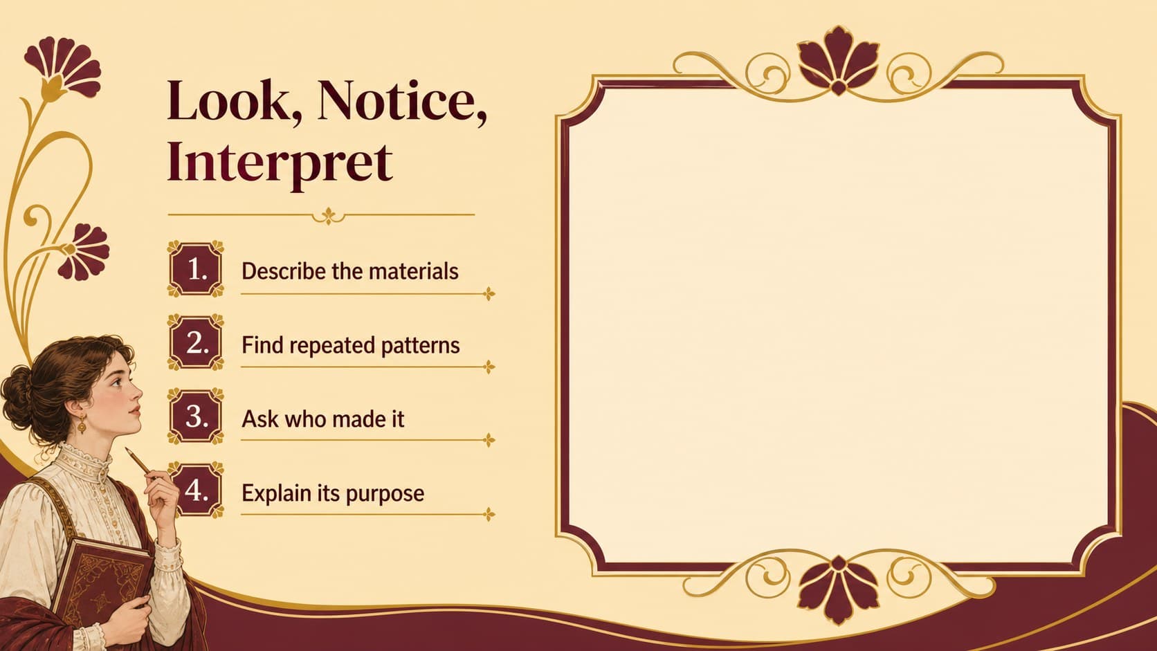 Artwork analysis worksheet slide for a medieval art classroom activity.