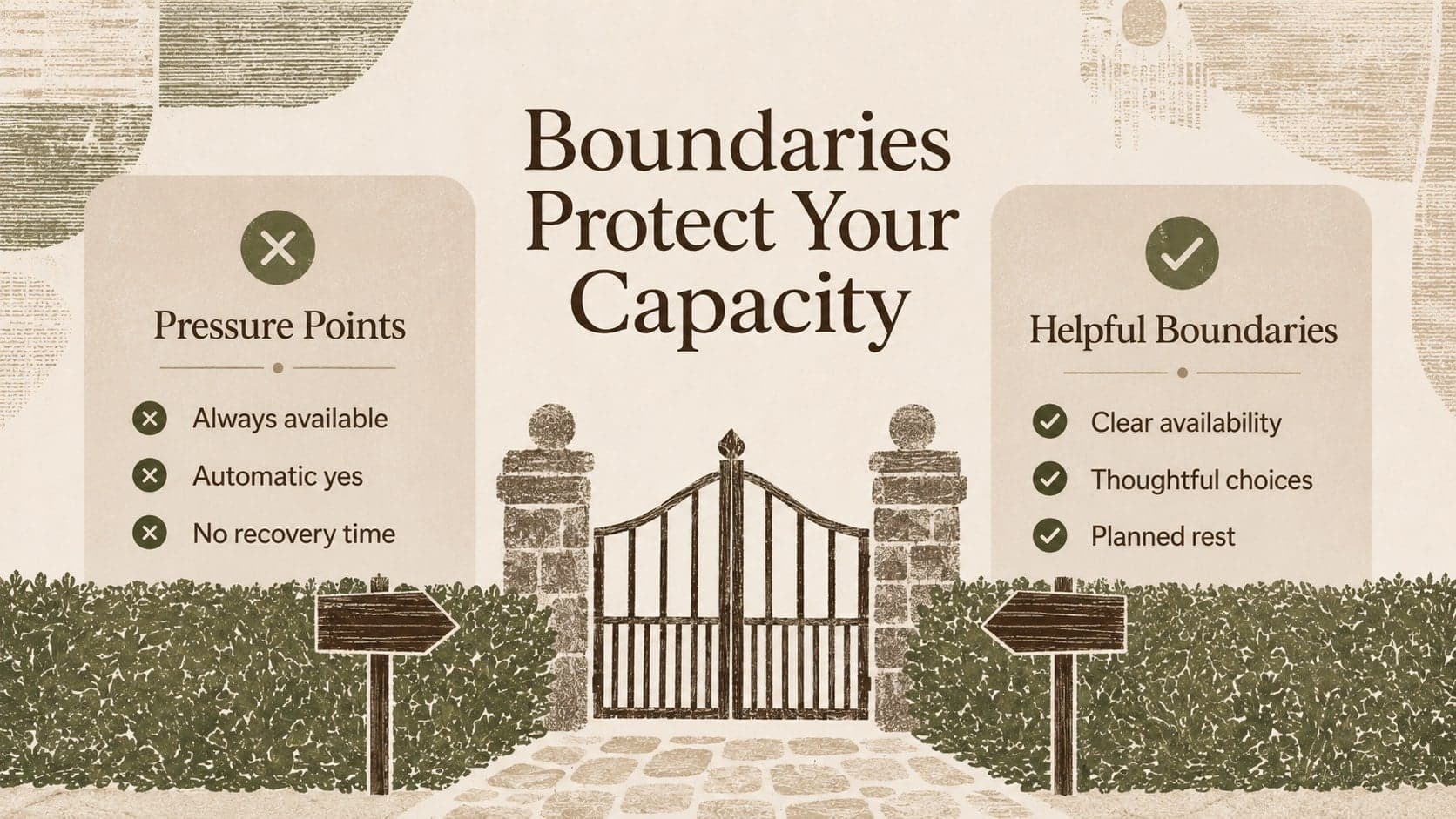 Mental well-being slide comparing healthy boundaries with common pressure points.