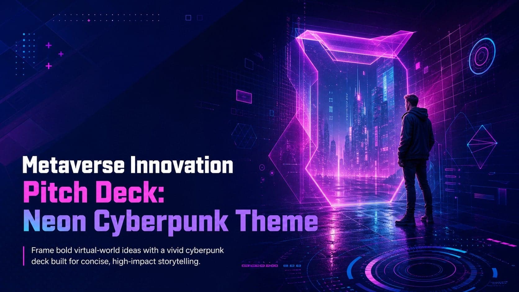 Metaverse Innovation Pitch Deck: Neon Cyberpunk Theme preview