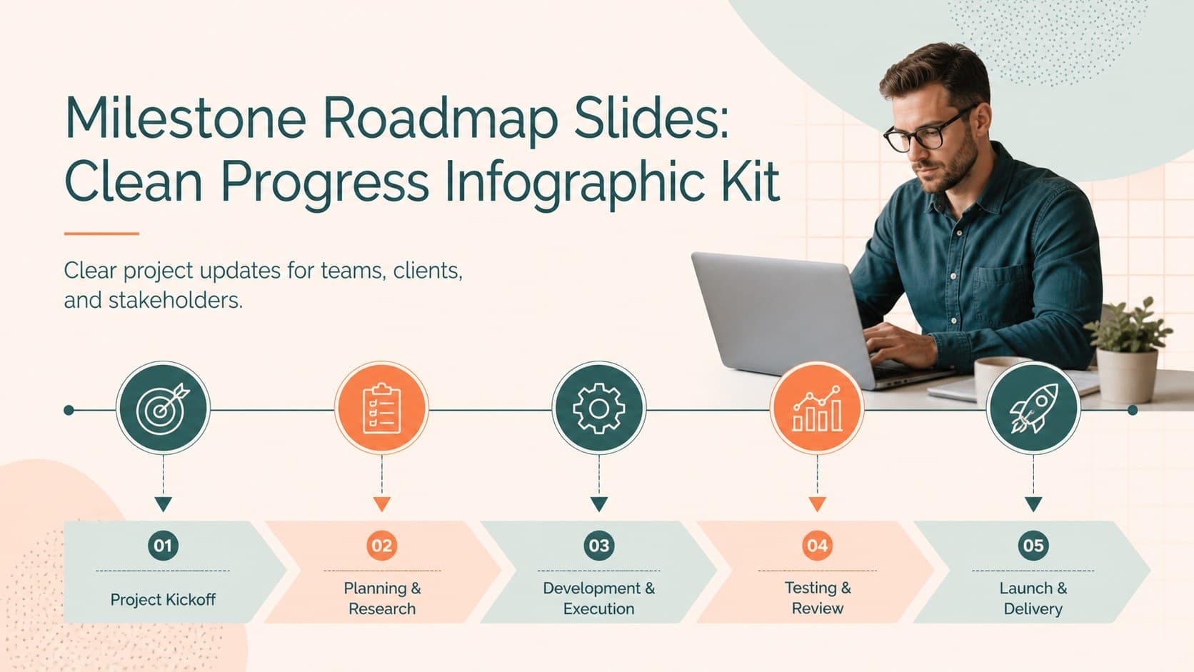 Milestone Roadmap Slides: Clean Progress Infographic Kit preview