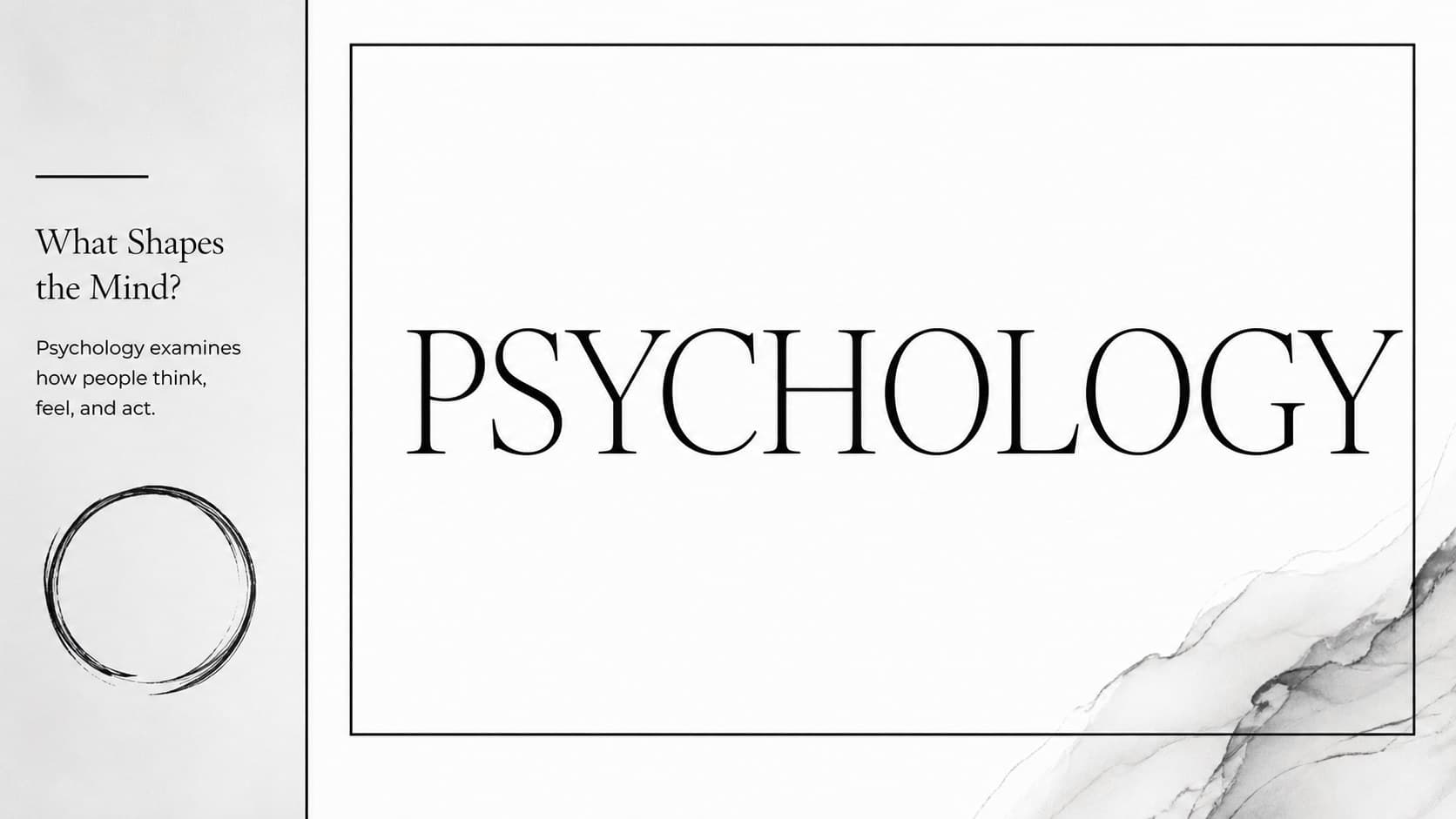 Psychology classroom slideshow defining core concepts with a prominent term-and-definition layout.