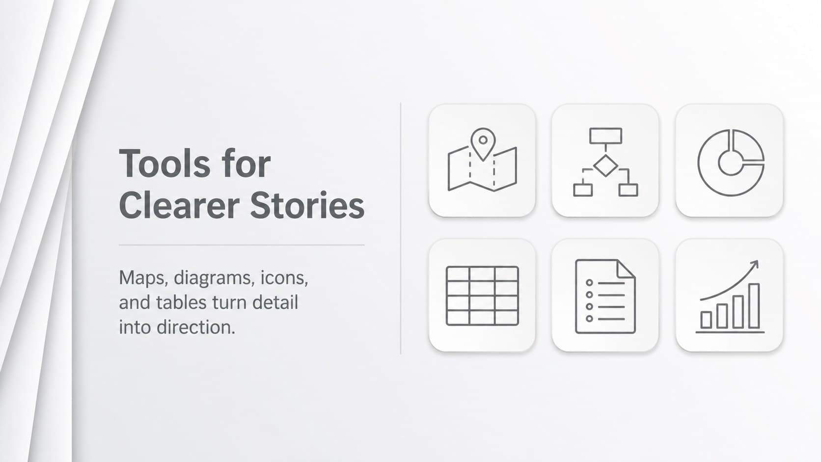Resource slide displaying icons, a map, and supporting tools within a professional white grey slideshow.