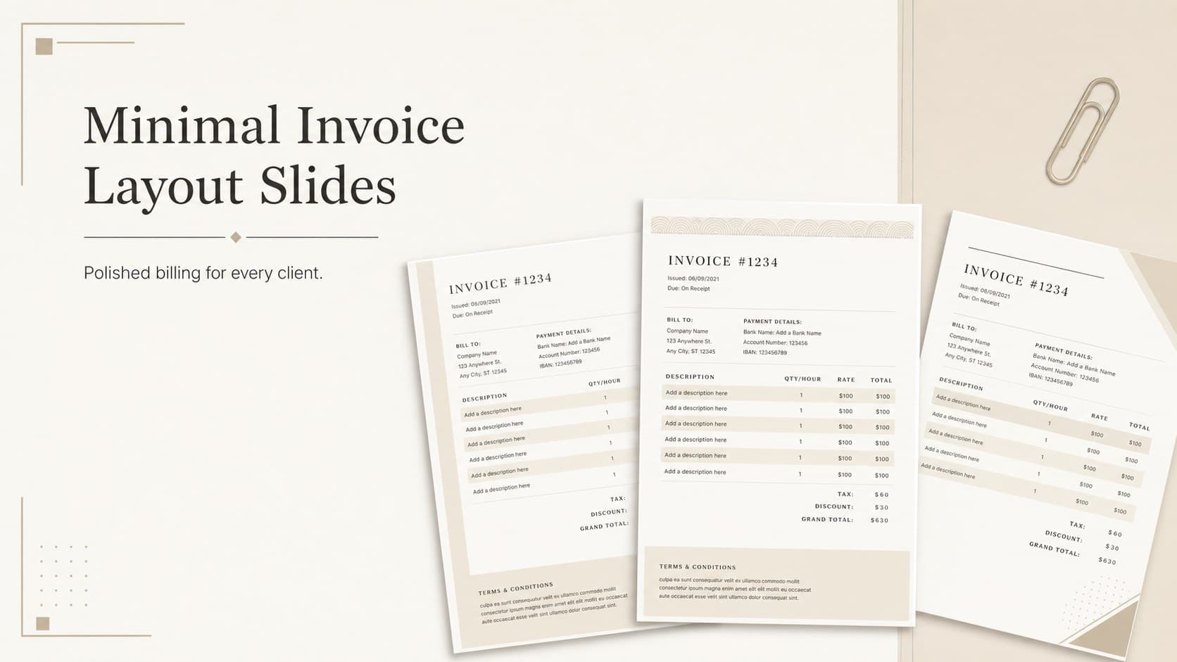 Minimal Invoice Layout Slides preview