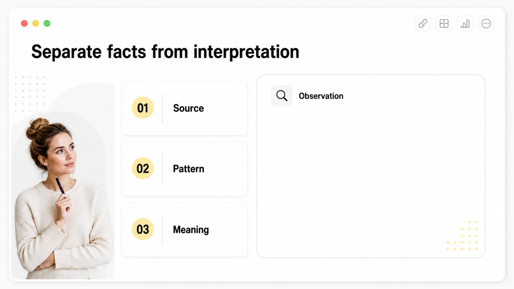 Two-column lesson notes slide from a clean lecture presentation template.