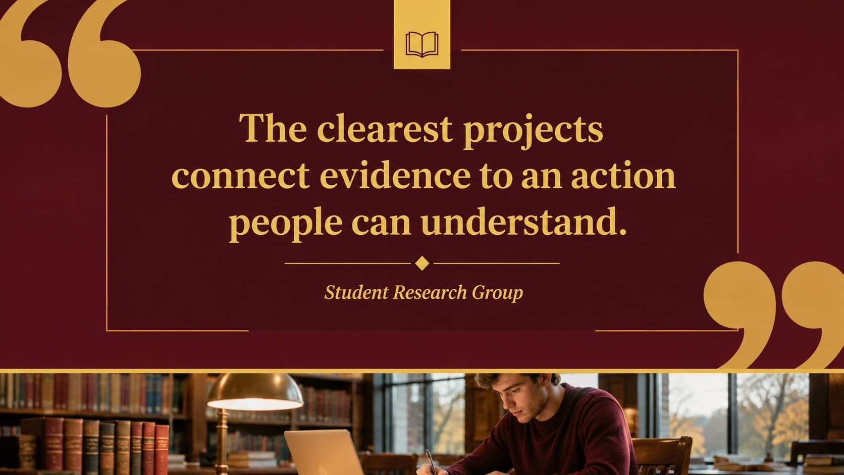 Minnesota university project deck slide featuring a highlighted student insight quotation.