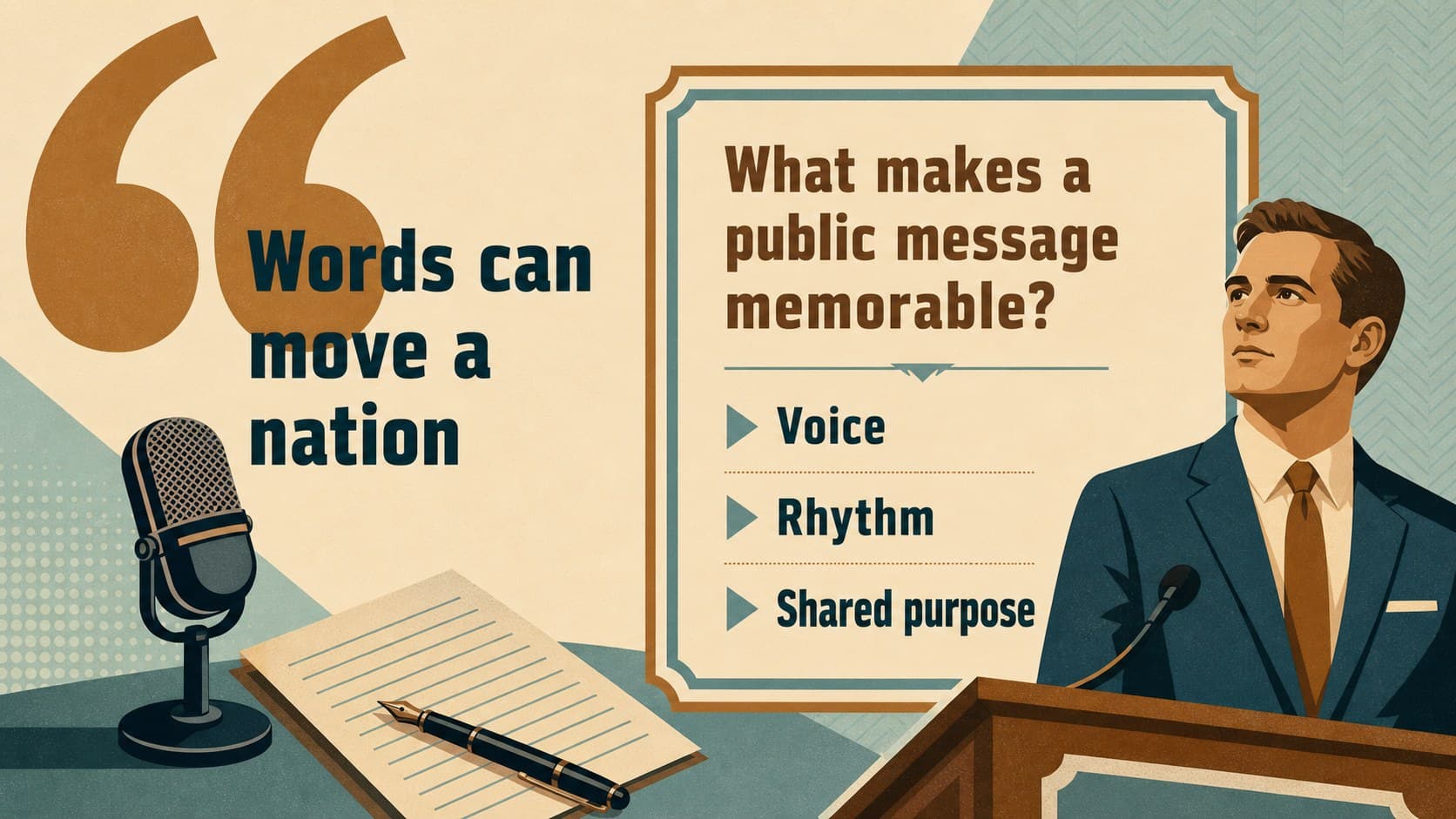 Speech analysis slide featuring a quote discussion layout for a Martin Luther King speech deck.