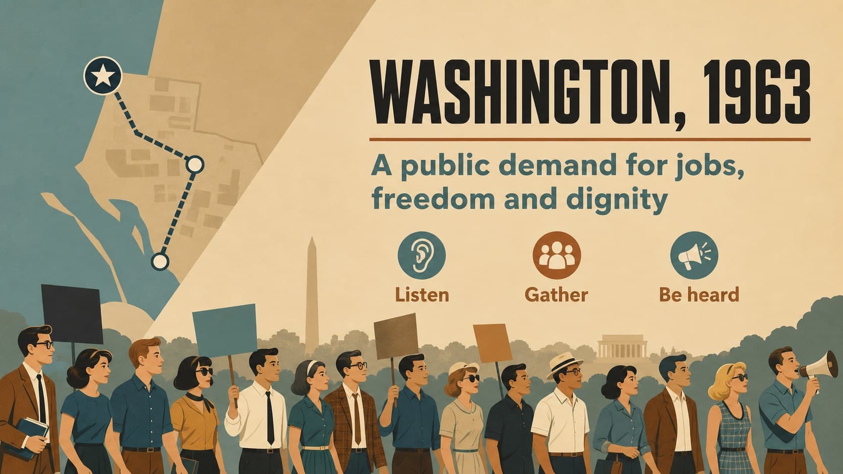 March on Washington event slide for a Black History Month lesson presentation.