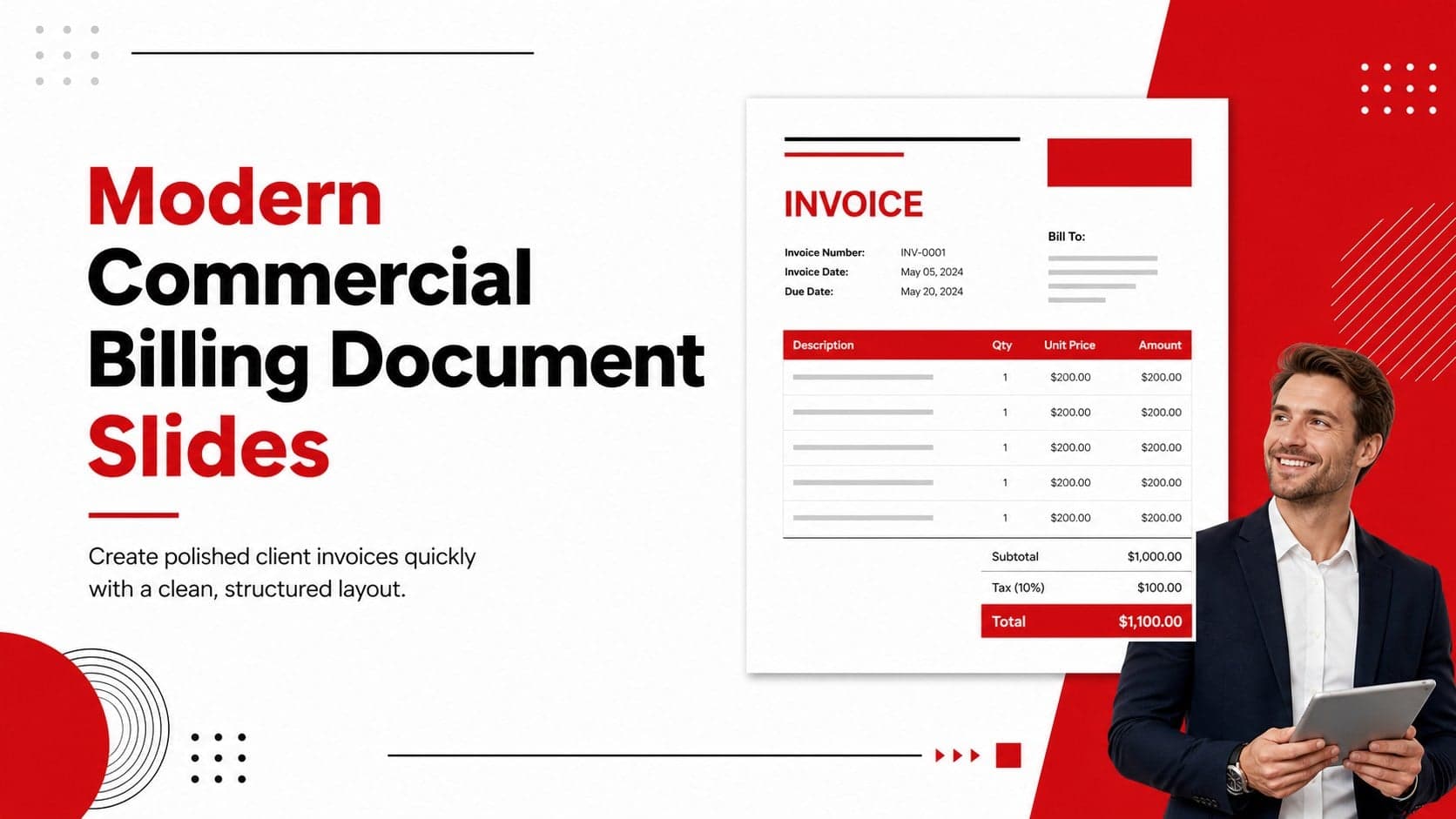 Modern Commercial Billing Document Slides preview