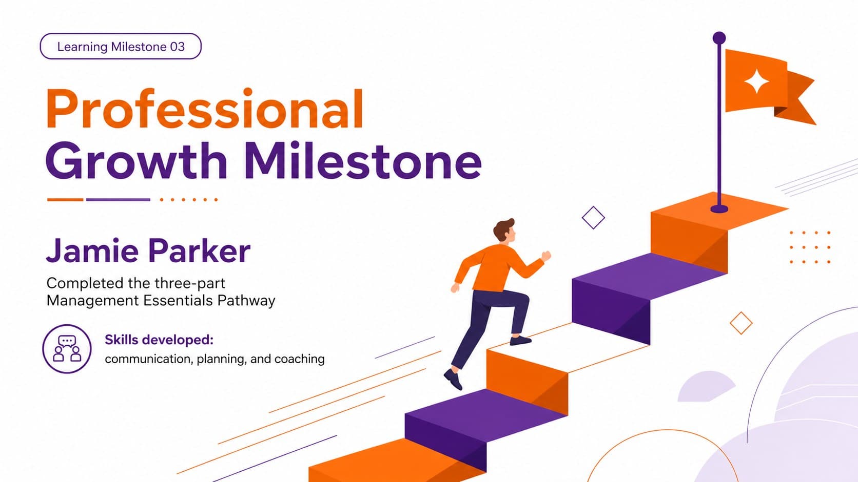 Professional development award presentation slide celebrating a completed learning pathway.