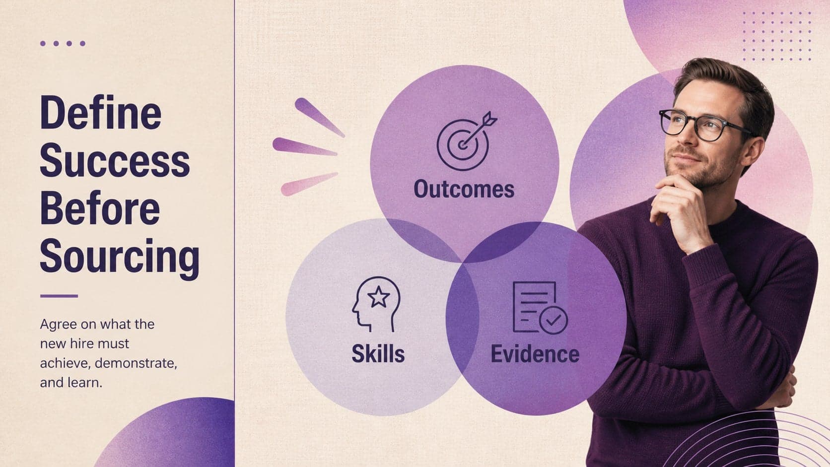 Role definition slide outlining outcomes, skills, and evidence for recruitment planning.