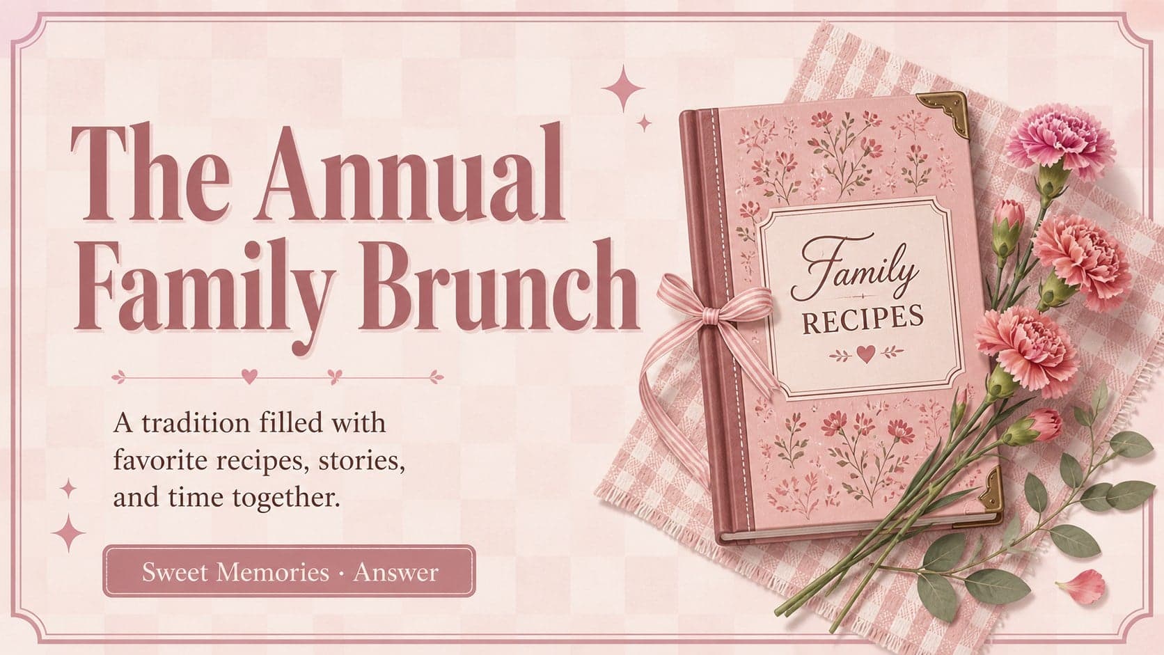Elegant answer reveal slide for the Sweet Memories round in a pink Mother's Day game deck.
