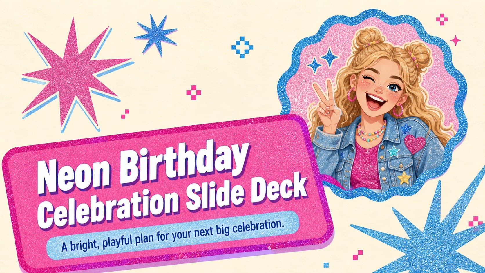 Neon Birthday Celebration Slide Deck preview