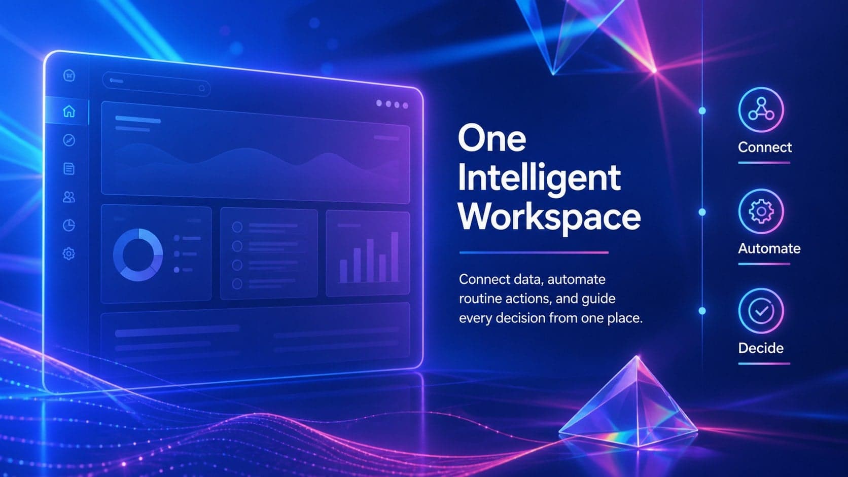 Neon business proposal template slide presenting a unified product solution and three benefits.