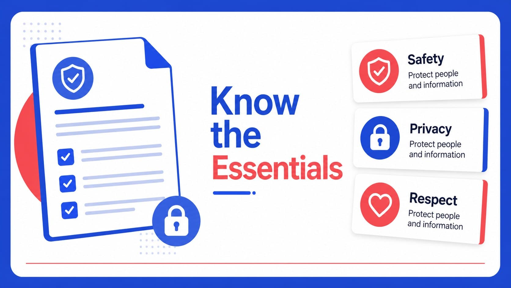 Workplace policies slide summarizing essential guidelines for new staff onboarding.