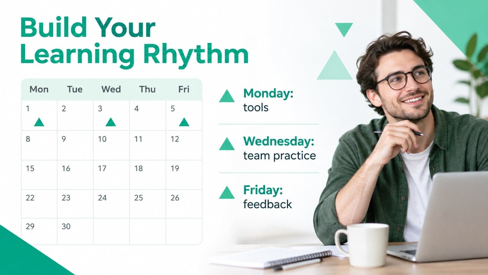 Training schedule slide for a new staff training presentation.