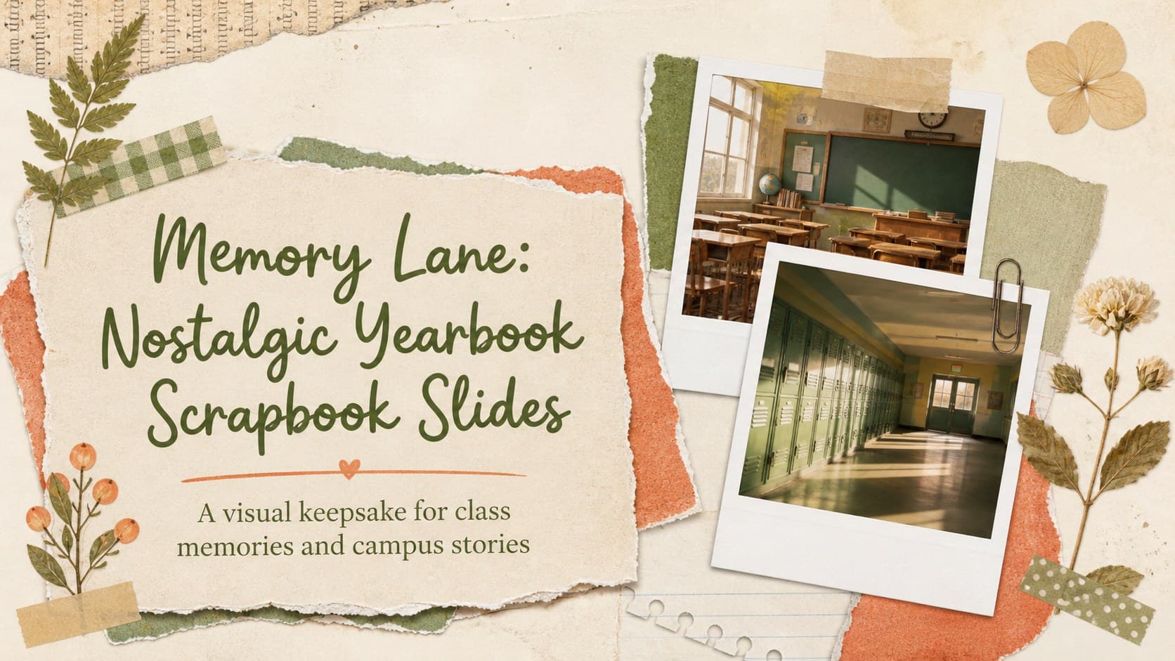 Memory Lane: Nostalgic Yearbook Scrapbook Slides preview