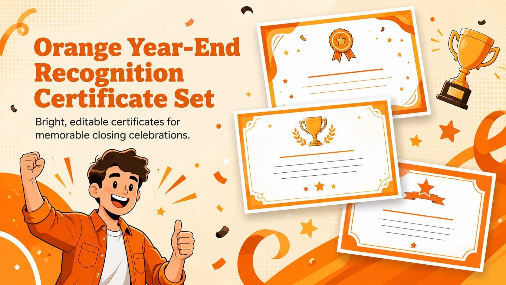 Orange Year-End Recognition Certificate Set preview