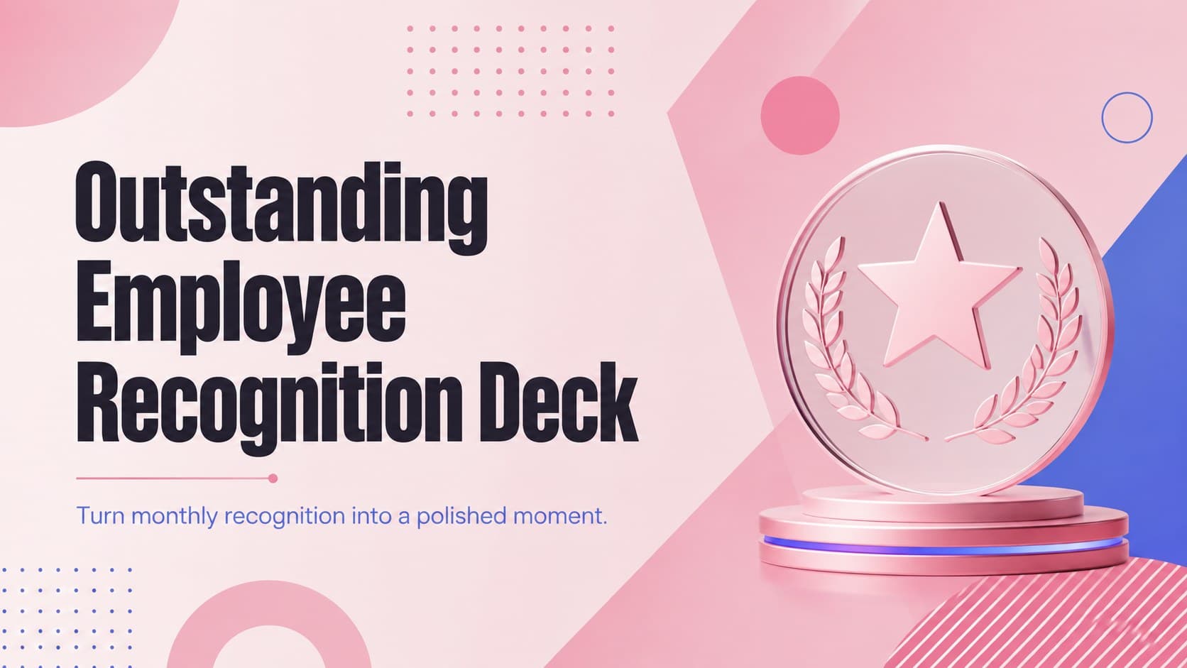 Cover of the Outstanding Employee Recognition Deck with bold pink graphics and a polished workplace award theme.