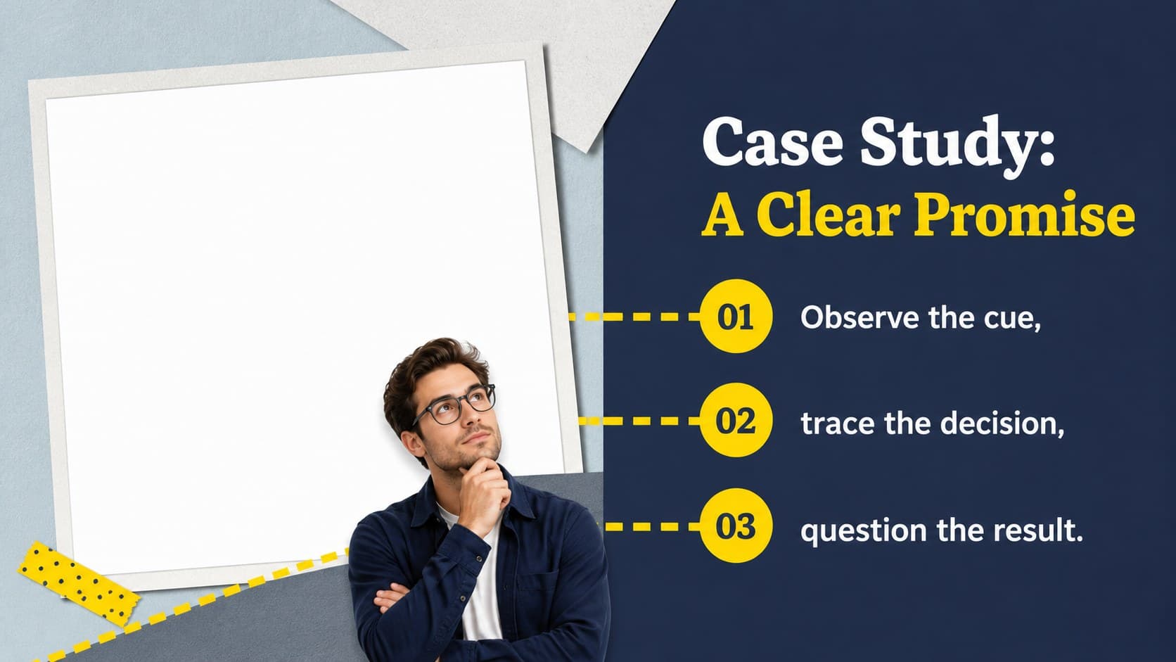 Brand packaging case study slide organizing observations about a successful product identity.