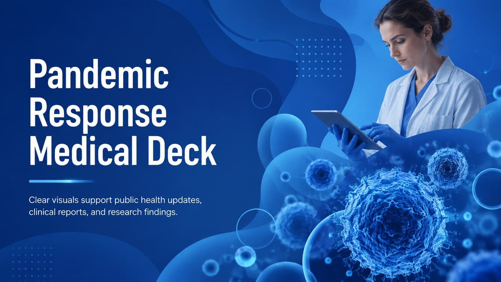 Cover of the Pandemic Response Medical Deck with blue scientific graphics and an organic healthcare background.