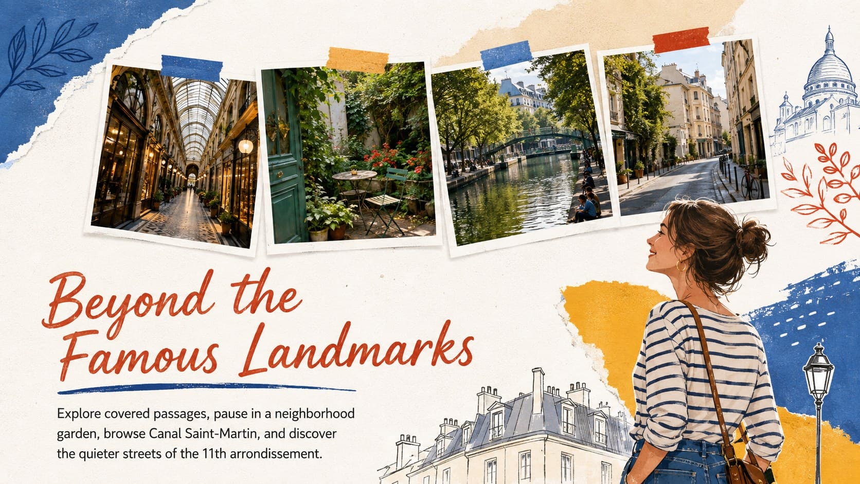 City break presentation for travel agents highlighting quieter Paris gardens, passages, and canals.