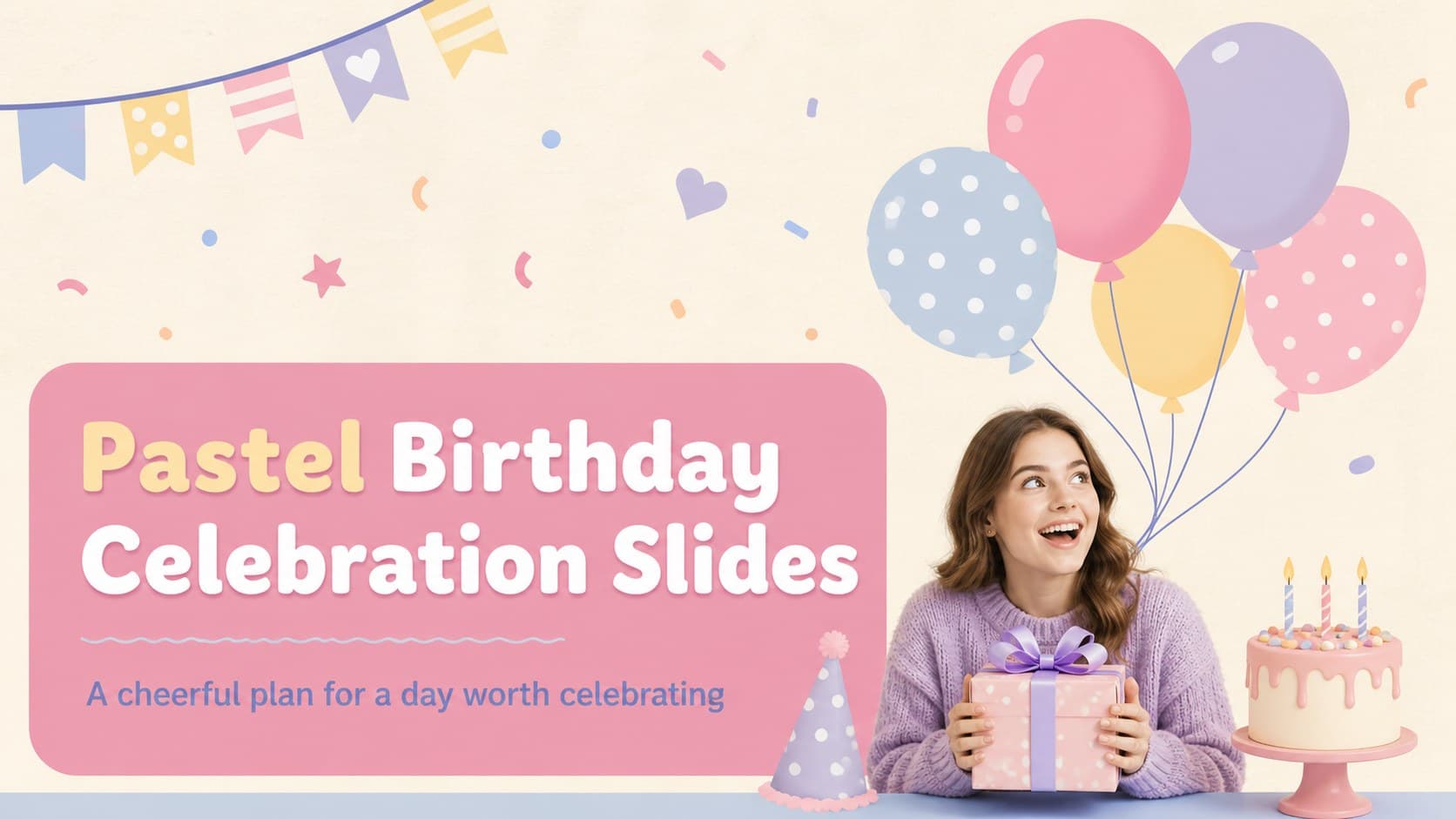 Pastel Birthday Celebration Slides preview
