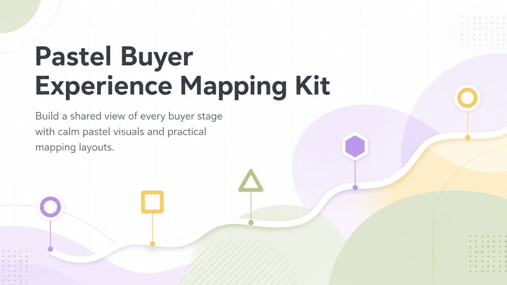 Cover of the Pastel Buyer Experience Mapping Kit with soft geometric journey graphics on a white background.