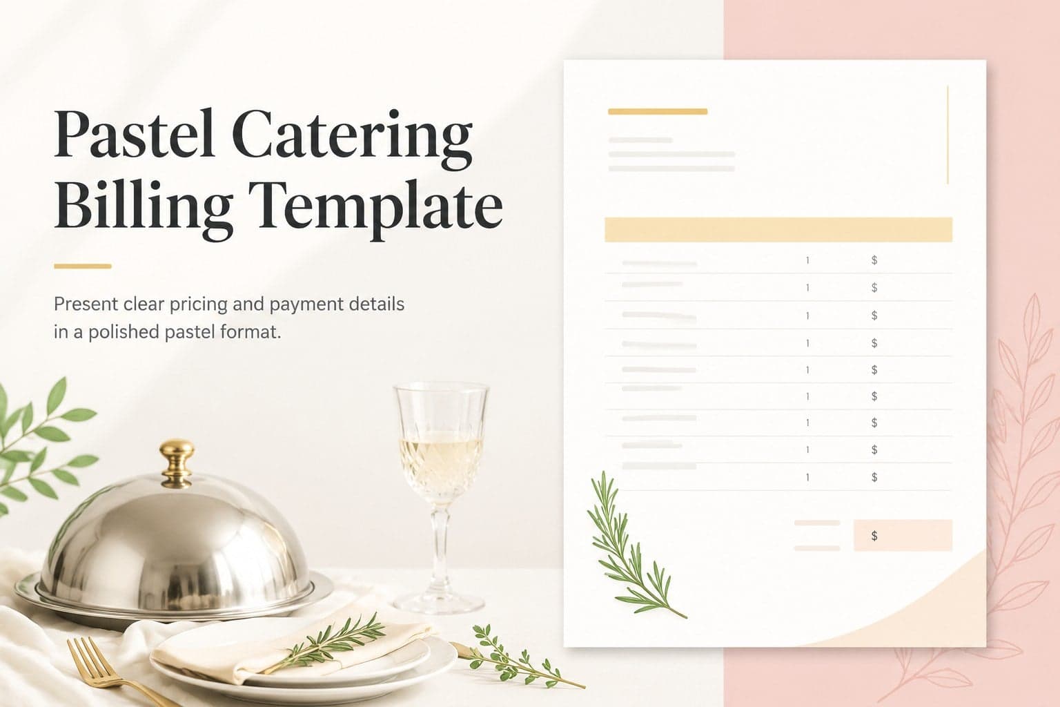 Pastel Catering Billing Template preview