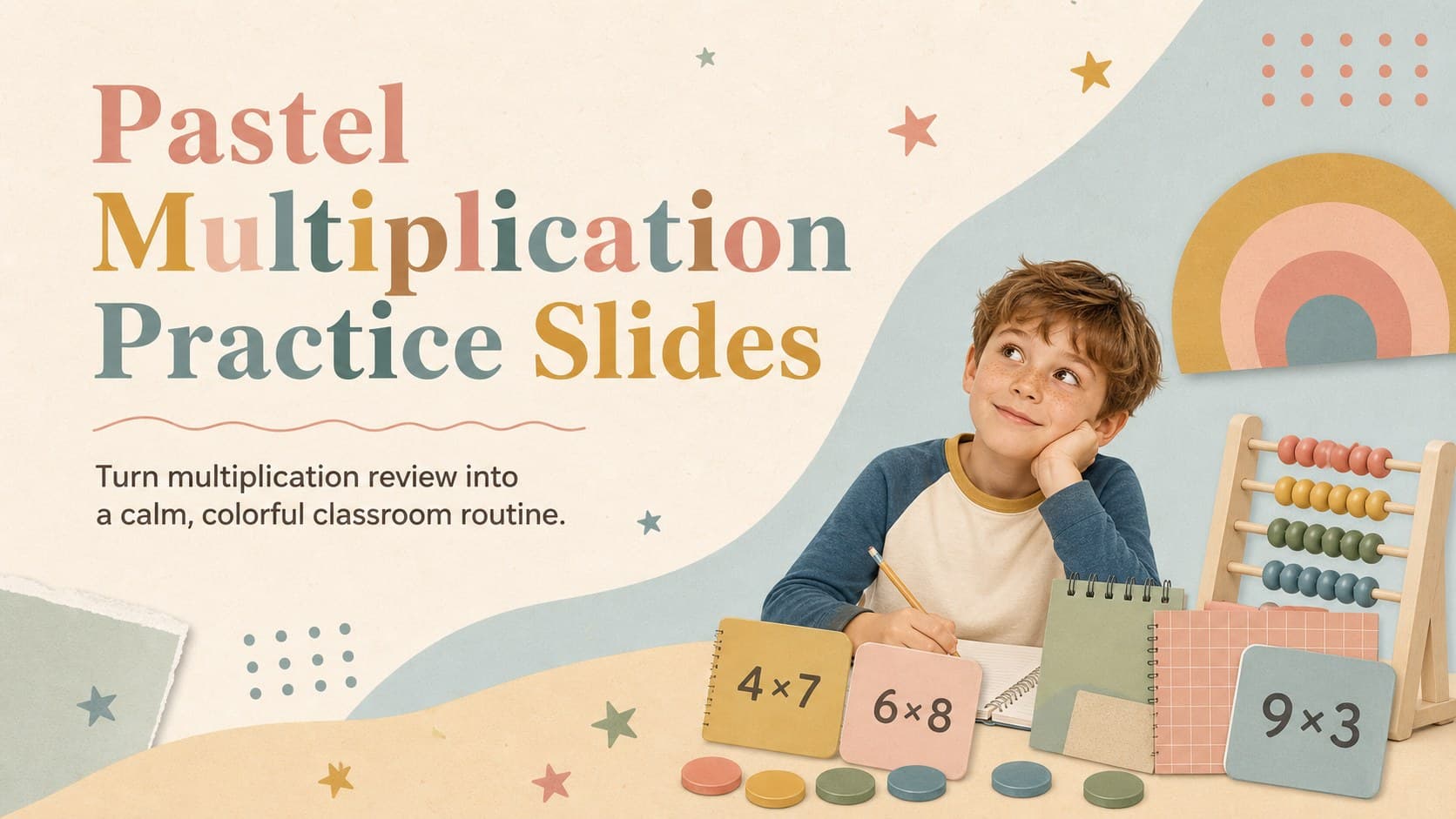 Pastel Multiplication Practice Slides preview