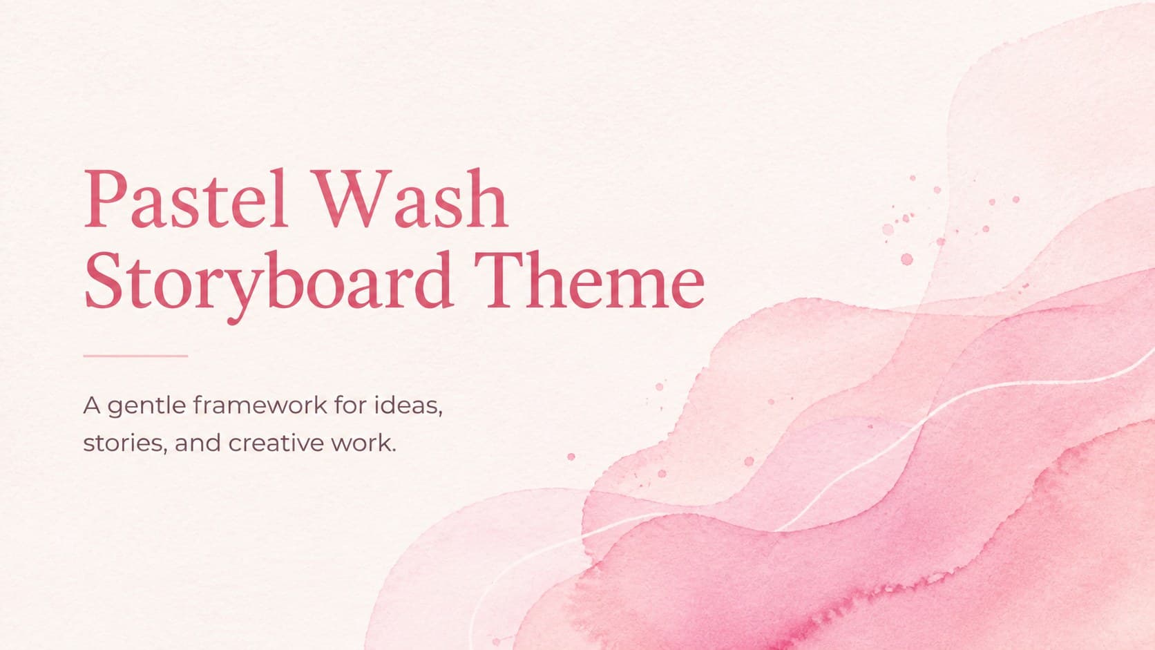 Cover slide for a pastel watercolor presentation theme with soft pink washes and a hand-lettered title.