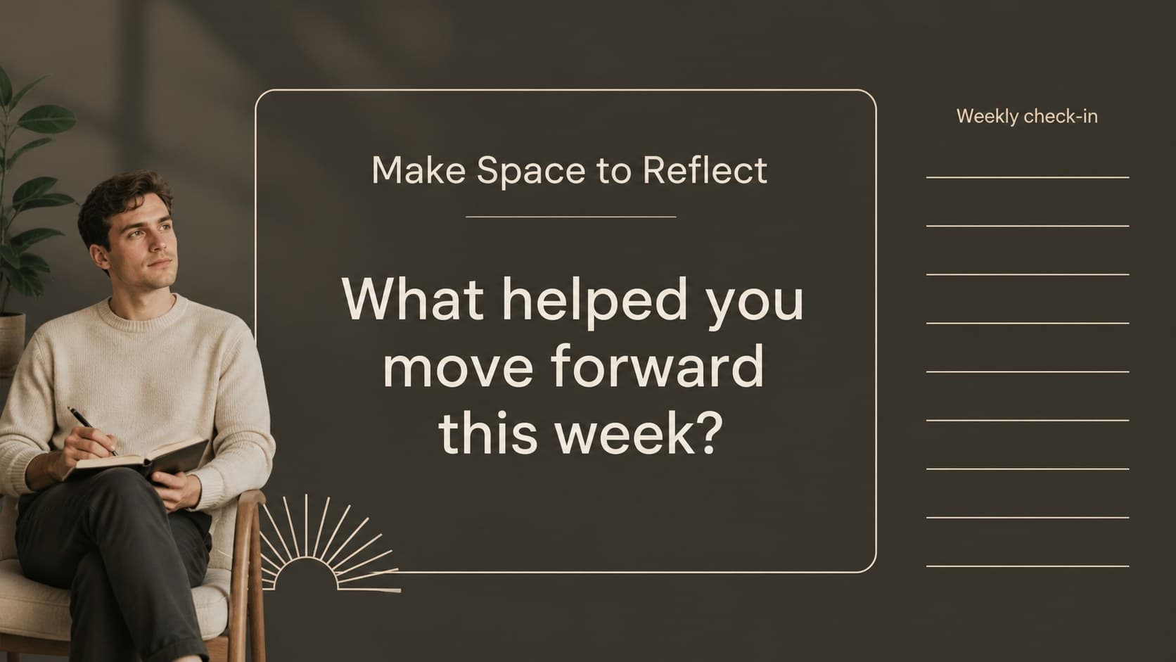 Reflection slide featuring a large journal prompt and space for a personal response.